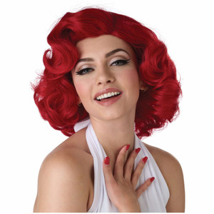 Hollywood Glamour 50s Red Short Curly Womens Wig Hollywood Glamour 50s Red Short Curly Womens Wig