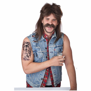 Roll It Up 70s Hippie Black Mens Wig and Beard Roll It Up 70s Hippie Black Mens Wig and Beard
