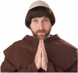 Medieval Monk Religious Brown Mens Wig Medieval Monk Religious Brown Mens Wig