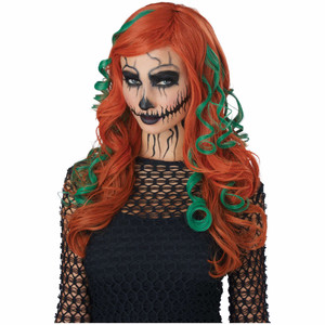Root Of All Evil Auburn Green Long Wavy Womens Wig