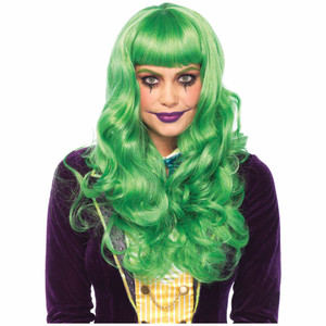 Female Super Villain Green Long Wavy Womens Wig Female Super Villain Green Long Wavy Womens Wig