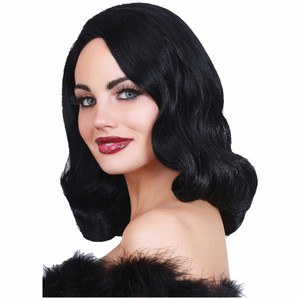Hollywood Glamour 30s 40s Jet Black Womens Wig Hollywood Glamour 30s 40s Jet Black Womens Wig