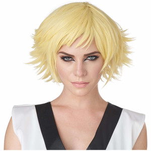 Feathered Cosplay Anime Matte Yellow Adult Unisex Wig Feathered Cosplay Anime Matte Yellow Adult Unisex Wig