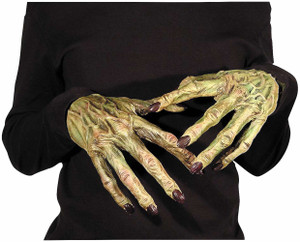 Monster Green Latex Realistic Mens Gloves Hands Monster Green Latex Realistic Mens Gloves Hands
