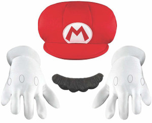 Super Mario Boys Hat Gloves Moustache Kit Super Mario Boys Hat Gloves Moustache Kit