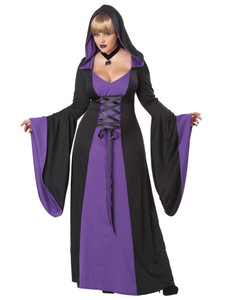 Deluxe Hooded Robe Puple Medieval Witch Gothic Vampire Womens Costume Plus Deluxe Hooded Robe Puple Medieval Witch Gothic Vampire Womens Costume Plus
