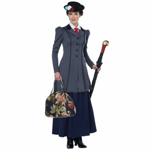 English Nanny Poppins Victorian Magic Maid Book Week Womens Costume English Nanny Poppins Victorian Magic Maid Book Week Womens Costume