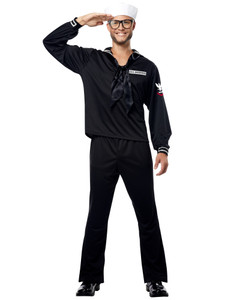 Sailor Black Marine Navy Military Seaman Uniform USS Enterprise Mens Costume Sailor Black Marine Navy Military Seaman Uniform USS Enterprise Mens Costume