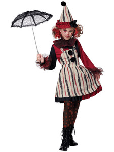 Clever Clown Vintage Horror Joker Evil Jester Scary Halloween Girls Costume Clever Clown Vintage Horror Joker Evil Jester Scary Halloween Girls Costume