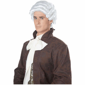 Colonial Man Judge Lawyer Barrister George Washington Mens Costume Wig
