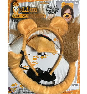 Lion Animal Set Ear Nose Tail Choker Book Week Boys Girls Costume Kit with Sound Lion Animal Set Ear Nose Tail Choker Book Week Boys Girls Costume Kit with Sound