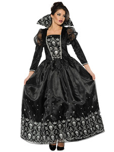 Dark Queen Day of The Dead Mexican Gothic Skulls Vampire Vampiress Women Costume Dark Queen Day of The Dead Mexican Gothic Skulls Vampire Vampiress Women Costume