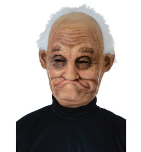 Pappy Old Man Grandpa Grandfather Mens Costume 3/4 Latex Mask with Hair