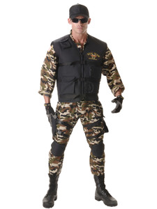 Seal Team Deluxe Military Army Soldier Police Uniform Mens Costume Plus XXL Seal Team Deluxe Military Army Soldier Police Uniform Mens Costume Plus XXL
