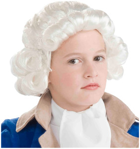 Historical Colonial Victorian Judge Olden Day White Boys Costume Wig Historical Colonial Victorian Judge Olden Day White Boys Costume Wig