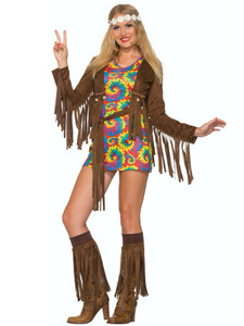 Hippie Shimmy Mini 1970s Hippy Retro Bohemian Adult Womens Costume