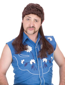 Super Mullet Brown 80s Old School Redneck Men Costume Wig Super Mullet Brown 80s Old School Redneck Men Costume Wig