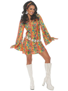 Summer Boogie 1960s Disco Retro Groovy Hippie Hippy Adult Womens Costume Summer Boogie 1960s Disco Retro Groovy Hippie Hippy Adult Womens Costume