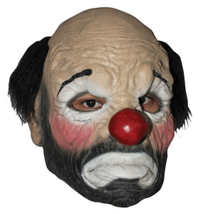 Hobo Clown Sad Circus Horror Mens Costume Overhead Latex Mask with Wig Hobo Clown Sad Circus Horror Mens Costume Overhead Latex Mask with Wig