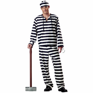 Jailbird Prisoner Convict Cell Jail Inmate Stripped Deluxe Adult Mens Costume Jailbird Prisoner Convict Cell Jail Inmate Stripped Deluxe Adult Mens Costume