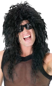 Headbanger 80s Heavy Metal Rock Black Men Costume Wig Headbanger 80s Heavy Metal Rock Black Men Costume Wig