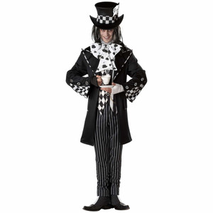 Dark Mad Hatter Wonka Alice In Wonderland Men Costume Dark Mad Hatter Wonka Alice In Wonderland Men Costume