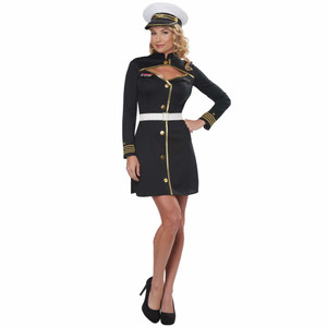 Navy Captain Black Dress Jacket Military Sailor Uniform Adult Womens Costume Navy Captain Black Dress Jacket Military Sailor Uniform Adult Womens Costume