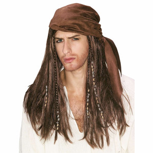 Pirate Buccaneer Caribbean Captain Hook Men Costume Wig Pirate Buccaneer Caribbean Captain Hook Men Costume Wig