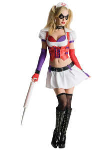 Harley Quinn Harlequin Nurse Supervillain Batman Arkham Asylum Teen Girl Costume Harley Quinn Harlequin Nurse Supervillain Batman Arkham Asylum Teen Girl Costume