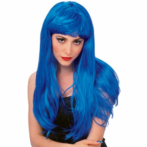 Glamour Blue Witch Long Fringe Costume Women Wig Glamour Blue Witch Long Fringe Costume Women Wig