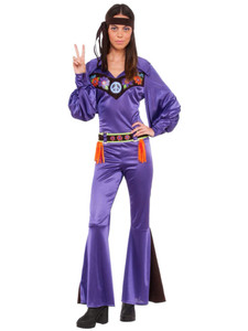 That 70s Babe 1970s Hippie Hippy Purple Woodstock Adult Womens Costume STD