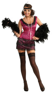 Pink Sequin Flapper Gangster 20s Women Costume
