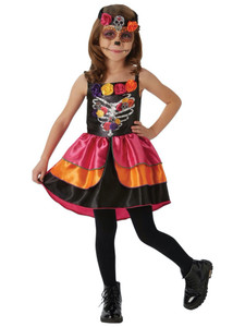 Sugar Skull Day Of The Dead Senorita Spanish Mexican Halloween Girls Costume Sugar Skull Day Of The Dead Senorita Spanish Mexican Halloween Girls Costume
