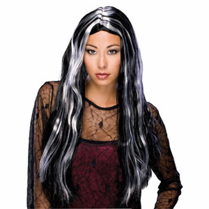 24" Long Witch Grey Ghost Gothic Day Of The Dead Sorceress Women Costume Wig 24" Long Witch Grey Ghost Gothic Day Of The Dead Sorceress Women Costume Wig