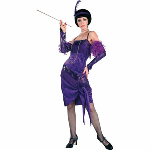 Fabulous Flapper Purple 1920s Gangster Costume Sz 10 - 12