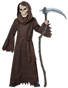 Ancient Grim Reaper Skull Skeleton Ghoul Robe Horror Halloween Boys Costume