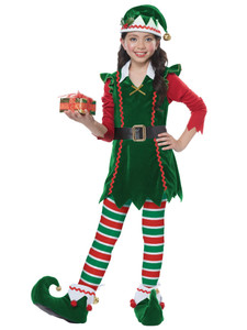 Festive Elf Santa Helper Christmas Holiday Fancy Dress Up Girls Costume Festive Elf Santa Helper Christmas Holiday Fancy Dress Up Girls Costume
