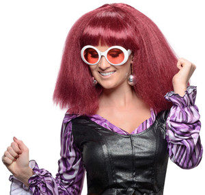 Go Disco 1970s Go Go Dance Retro Red Womens Costume Wig Go Disco 1970s Go Go Dance Retro Red Womens Costume Wig