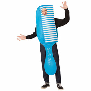 Comb Blue Hair Comb Barber Tool Funny Dress Up Adult Mens Costume