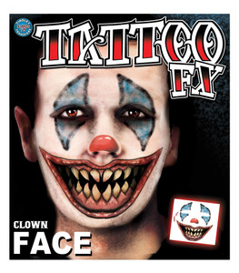 Clown Horror Joker Killer Circus Psycho Halloween Mens Costume Temporary Tattoo Clown Horror Joker Killer Circus Psycho Halloween Mens Costume Temporary Tattoo
