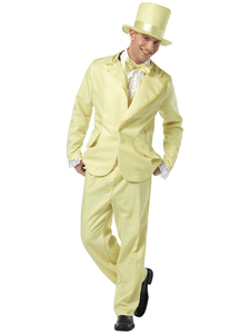 70s Funky Tux Yellow Tuxedo Prom Boy Leisure Suit Dress Up Adult Mens Costume