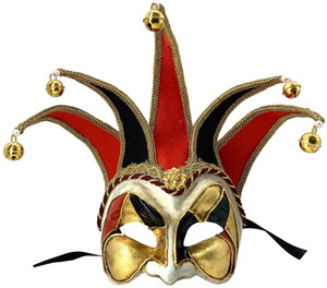 Joker Mezzo Velluto Black Red Venetian Mens Half Face Mask Joker Mezzo Velluto Black Red Venetian Mens Half Face Mask