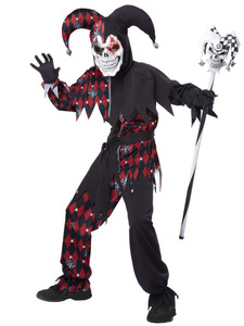 Sinister Jester Joker Evil Clown Horror Halloween Boys Costume Sinister Jester Joker Evil Clown Horror Halloween Boys Costume