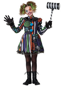 Neon Nightmare Clown Horror Evil Psycho Killer Halloween Child Girls Costume Neon Nightmare Clown Horror Evil Psycho Killer Halloween Child Girls Costume