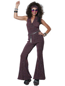 70s 1970s Disco Dancing Queen Hippie Retro Womens Costume Halter Pant Set