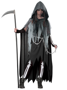 Miss Grim Reaper Death Ghost Spirit Ghoul Halloween Tween Girls Costume Miss Grim Reaper Death Ghost Spirit Ghoul Halloween Tween Girls Costume