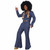 70s Denim Jumpsuit Blue 1970s 60s Disco Hippie Retro Party Adult Mens Costume