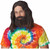 Roll It Up 70s Hippie Black Mens Wig and Beard Roll It Up 70s Hippie Black Mens Wig and Beard