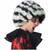 Spiral Clown Horror Black White Two Tone Afro Adult Unisex Wig