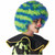 Spiral Clown Horror Neon Green Blue Two Tone Afro Adult Unisex Wig